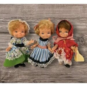 Vtg Storybook Dolls Bo Peep Red Riding Hood Miss Muffet Kutter Hong Kong TLC Set